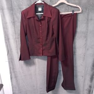 Urban Collection by Jerell Vintage Y2K Iridescent Maroon Pants Suit Size 8